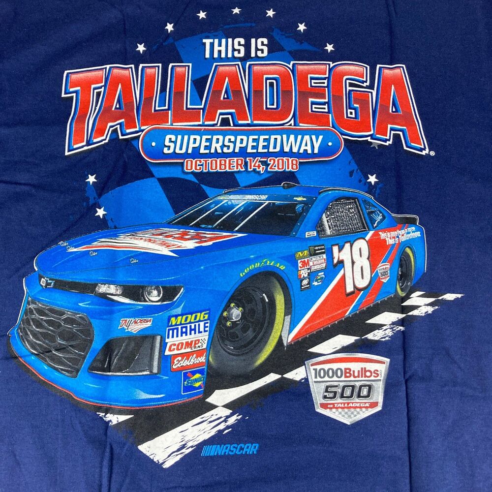 2018 Talladega Superspeedway NASCAR #18 1000Bulbs 500 Fanatics Tee XL